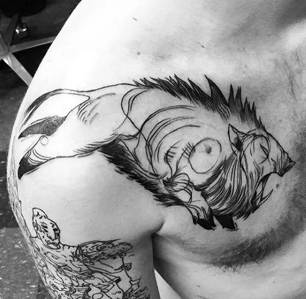 running-boar-mens-shoulder-and-chest-tattoo