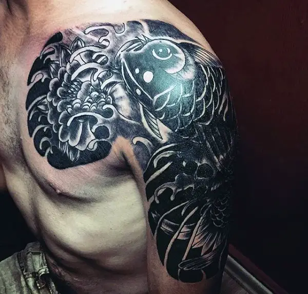 shoulder-dragon-koi-fish-tattoo-for-men