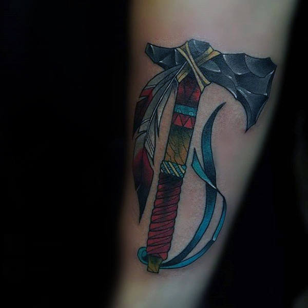 classic-native-american-indian-tomahawk-tattoo-with-colorful-ink-for-men