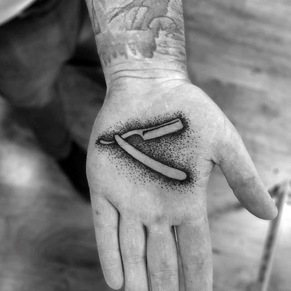dotted-black-straight-razor-tattoo-male-palm