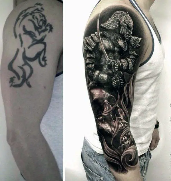 half-sleeve-samuari-warrior-awesome-tattoo-cover-up-ideas-for-men