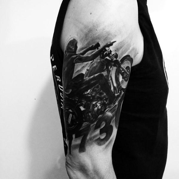 incredible-shaded-black-ink-harley-davidsonmens-half-sleeve-tattoo