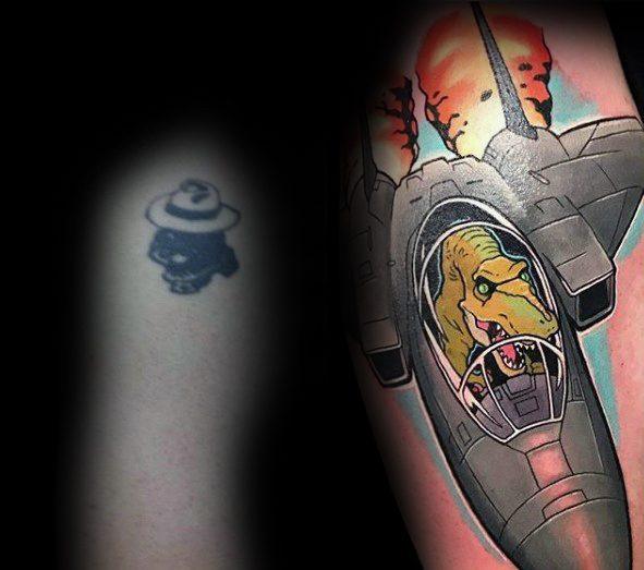 jet-with-dinosaur-pilot-tattoo-cover-up-ideas-for-men