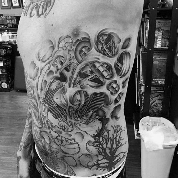 mens-3d-amazing-harley-davidson-rib-cage-side-tattoos