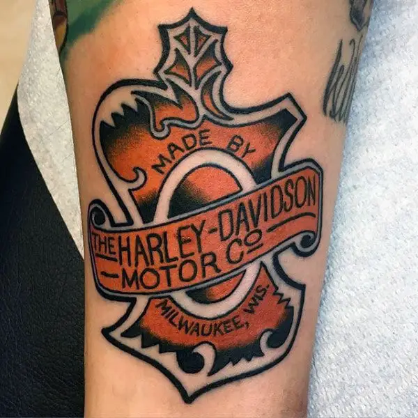 mens-vintage-orange-and-black-harley-davidson-logo-tattoo