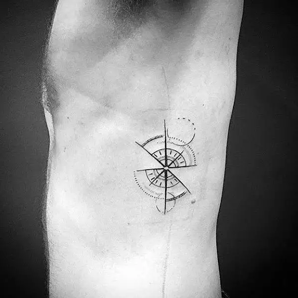 amazing-mens-simple-compass-tattoo-designs-on-rib-cage-side