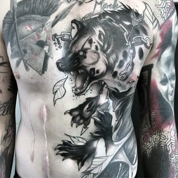 full-chest-hyena-mens-tattoo-designs