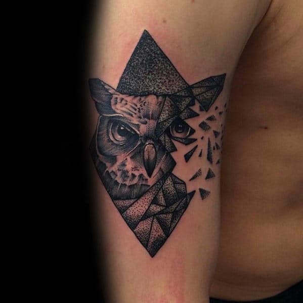 geometric-owl-with-shattered-design-mens-outer-arm-tattoo
