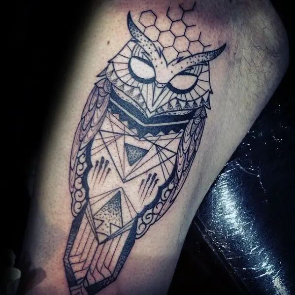 guys-inner-arm-bicep-geometric-owl-tattoos