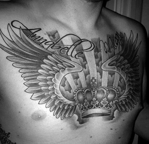 king-crown-with-wings-and-clouds-male-chest-tattoo