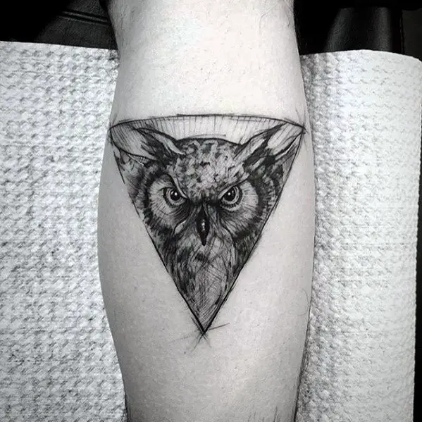 mens-small-triangle-geometric-owl-leg-calf-tattoo