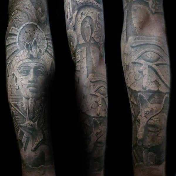 mens-stone-3d-king-tut-egypt-themed-full-sleeve-tattoos