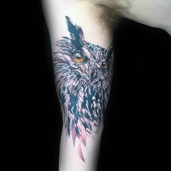 watercolor-geometric-owl-mens-inner-arm-bicep-tattoo