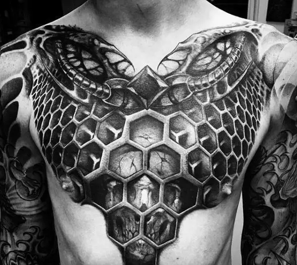 3d-honeycomb-skull-guys-coolest-tattoos-on-chest