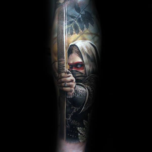 archery-3d-coolest-tattoos-for-guys-on-forearm-sleeve