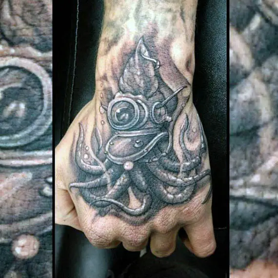 cool-squid-with-diving-helmet-mens-hand-tattoo
