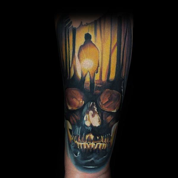 skull-forest-coolest-tattoos-for-men-on-forearm