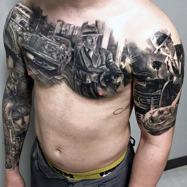 upper-chest-and-arms-guys-coolest-tattoos-with-gangster-themed-design