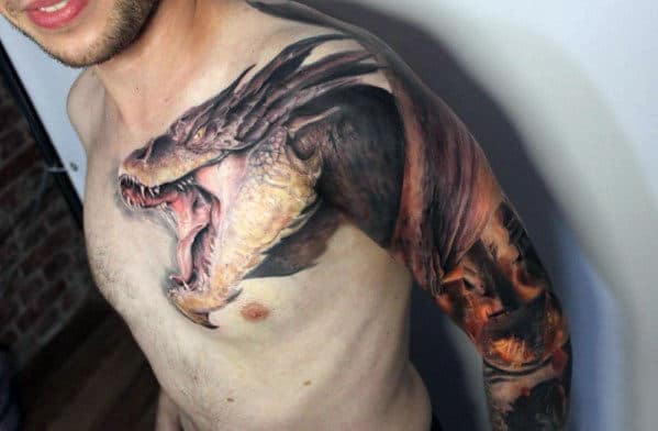 amazing-guys-dragon-sleeve-and-shoulder-tattoos