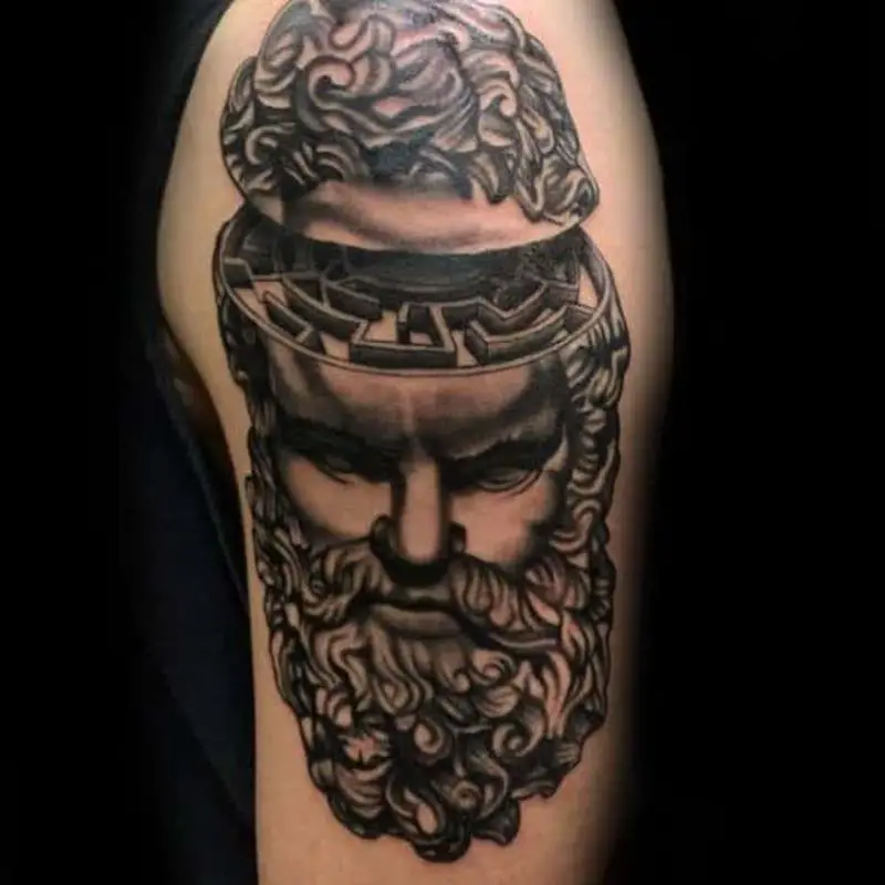 arm-greek-god-head-maze-tattoo-design-ideas-for-males