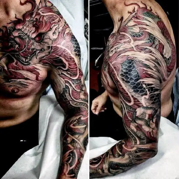 chinese-red-dragon-shoulder-and-sleeve-tattoo-for-men