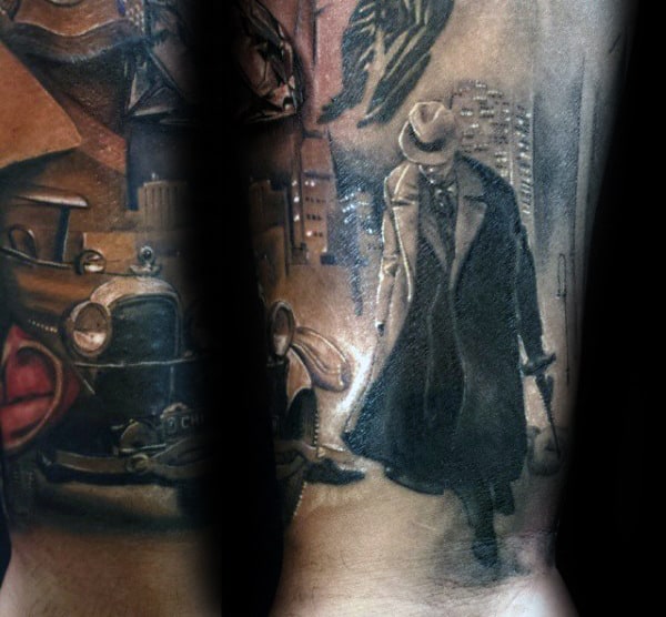 city-skyline-gangster-mens-forearm-tattoos