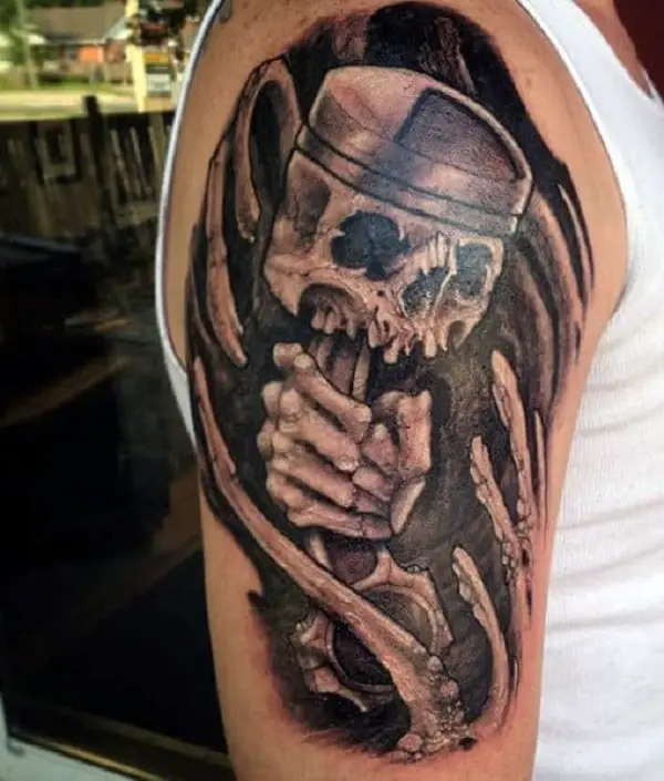 mens-arm-car-tattoo-with-skeleton-holding-piston