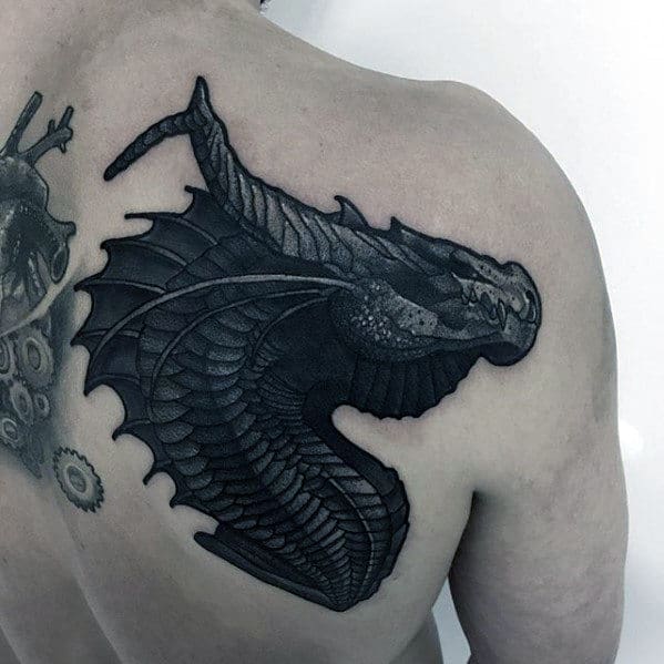 mens-back-of-shoulder-dark-dragon-modern-tattoo