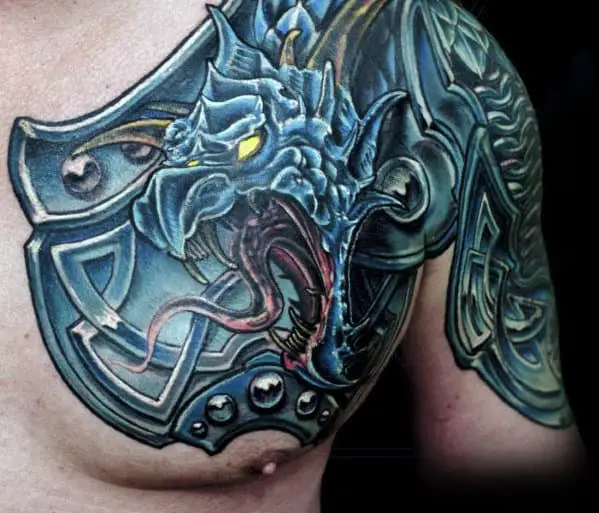 mens-shoulder-blue-dragon-armor-plate-tattoo