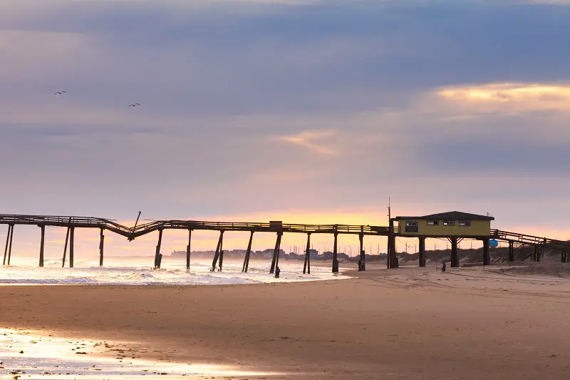 Damaged fishing pier on Hatteras Island