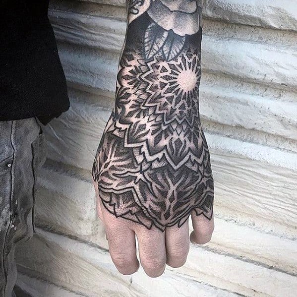 geometric-flower-hand-male-tattoo-ideas