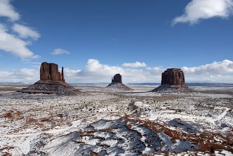 Snow covered Monument Valley, Utah, USA
