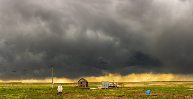 Storm over field in Oklahoma