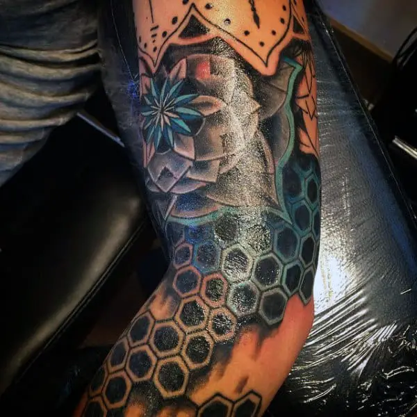 80 Honeycomb Tattoo Designs For Men  Hexagon Ink Ideas