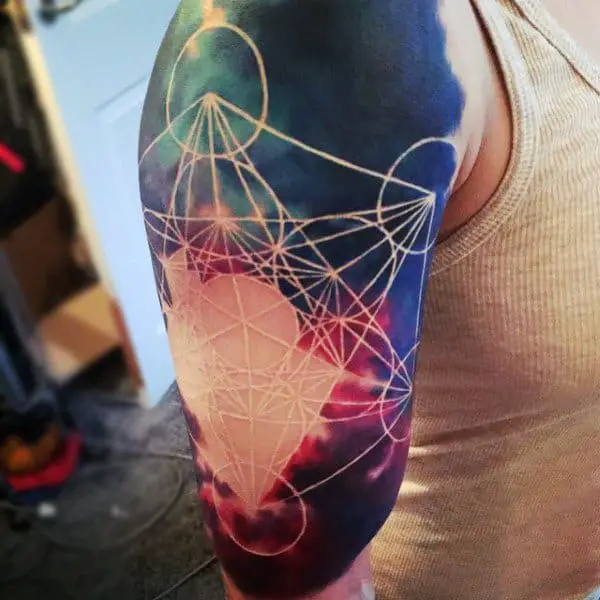 amazing-colorful-watercolor-mens-white-ink-half-sleeve-tattoo