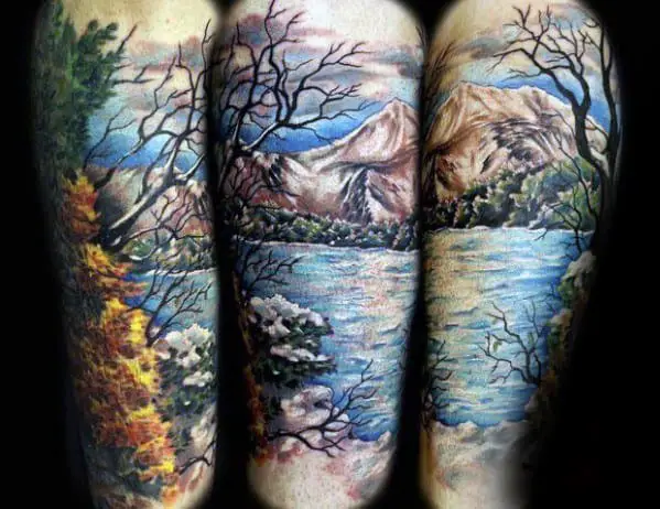 amazing-mens-lake-nature-sleeve-tattoo-designs