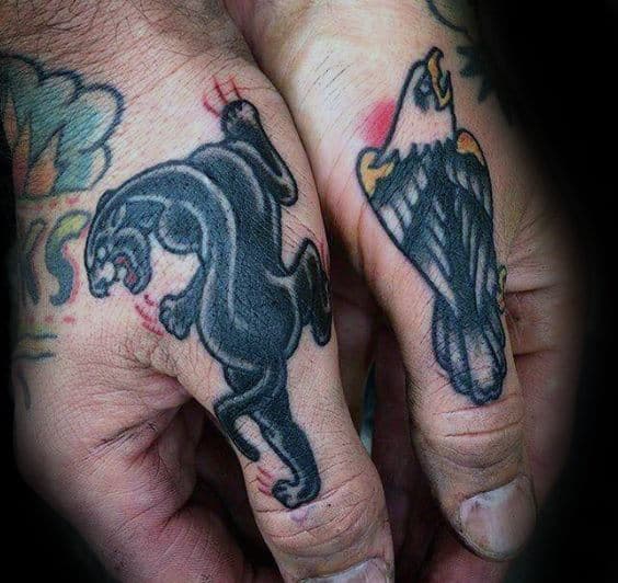 black-panther-with-bald-eagle-thumb-tattoos-for-men