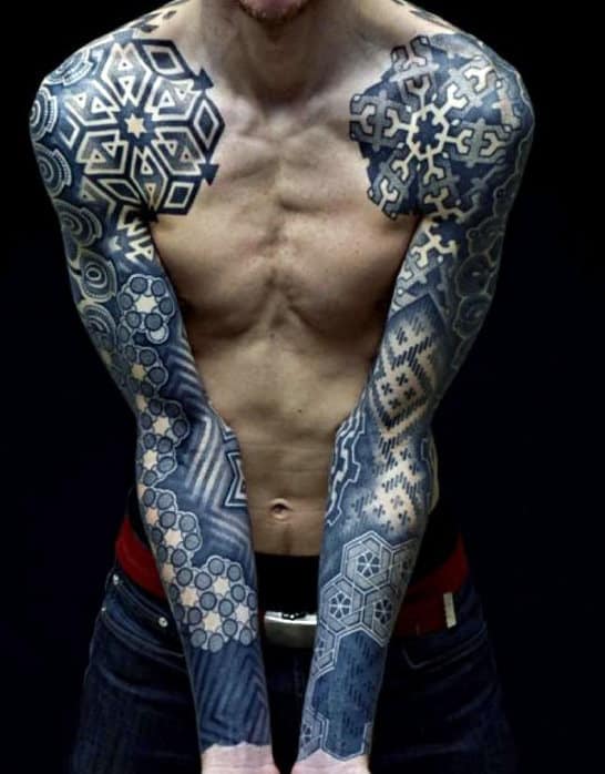 blue-ink-sleeve-sacred-geometry-tattoos