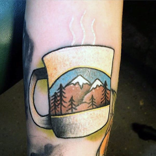 coffee-mug-in-white-ink-tattoo-with-mountain-design-for-men