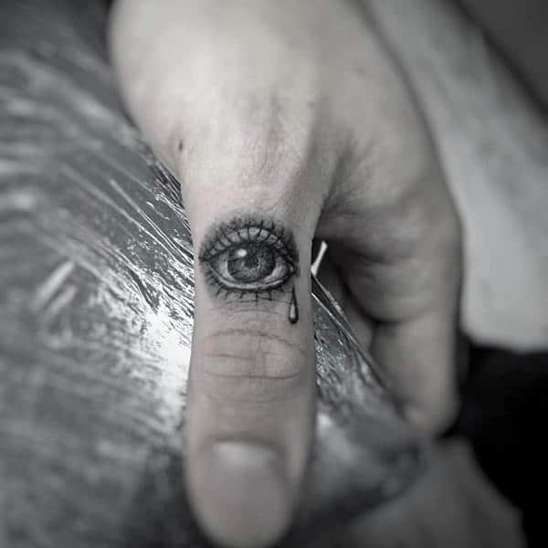 eye-with-tear-drop-thumb-tattoo-on-male