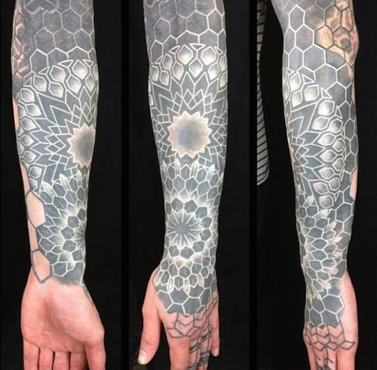 full-sleeve-geometric-male-white-ink-tattoo-design-ideas