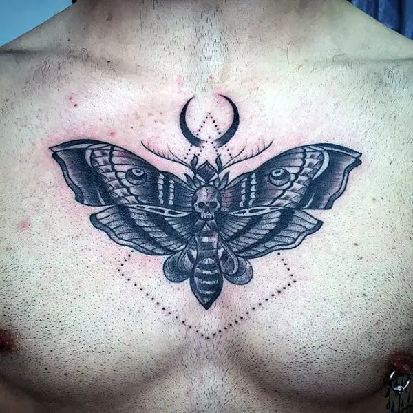 geometric-moth-mens-center-of-chest-tattoo-ideas
