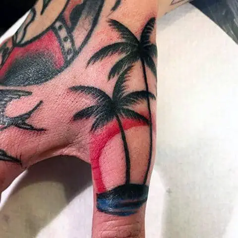 mens-finger-waves-tattoo-design-with-sunset-and-palm-trees