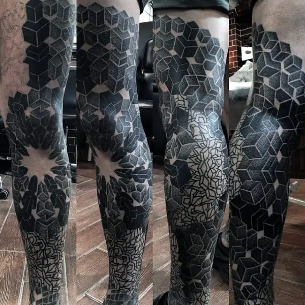 Tattoo uploaded by Ross Howerton  A pair of badass illustrative and geometric  leg sleeves by Maxime Buchi IGmxmttt geometric illustrative  MaximeBuchi roses sleeves  Tattoodo