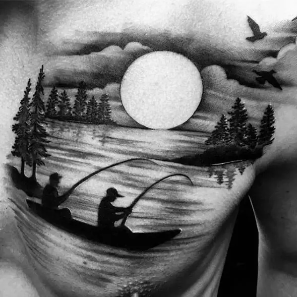 mens-tattoo-ideas-with-lake-design-on-chest