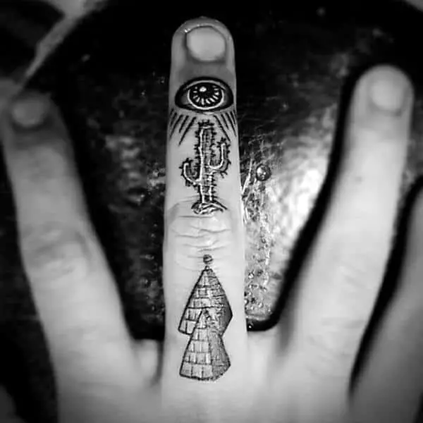 pyramids-guys-finger-tattoos-with-cactus-and-all-seeing-eye