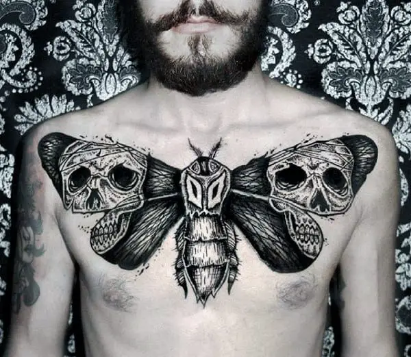 Joes Death moth on chest today   CROW CROSS Tattoos  Facebook