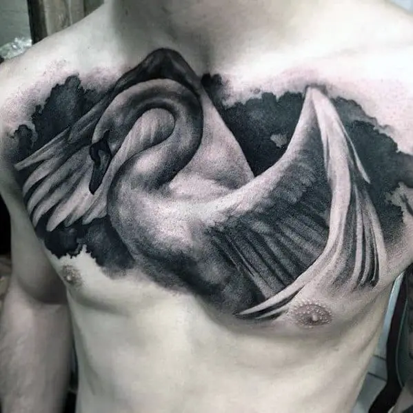 3d-realistic-upper-chest-male-swan-tattoo-ideas