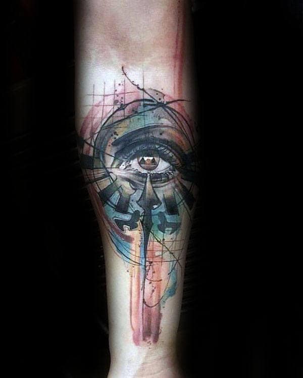 amazing-artistic-abstract-triforce-inner-forearm-male-tattoos