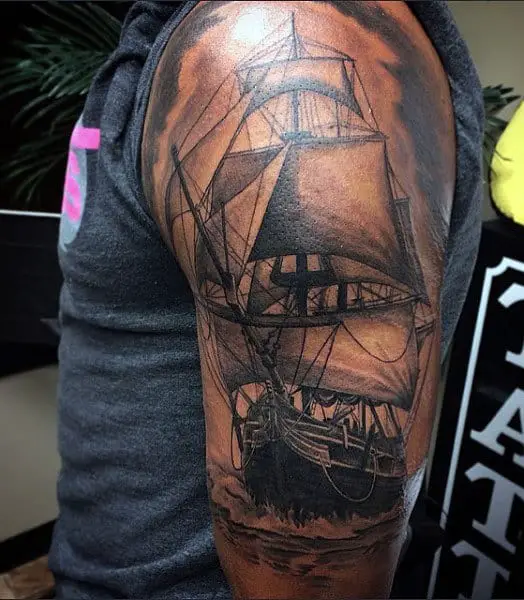 ship tattoo forearm